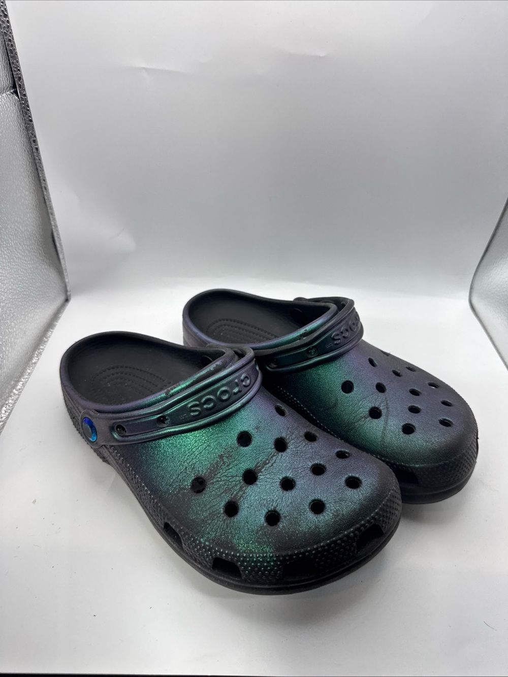 Limited Edition Crocs Classic Clog Iridescent Purple/Green Slip On unisex US 5 7
